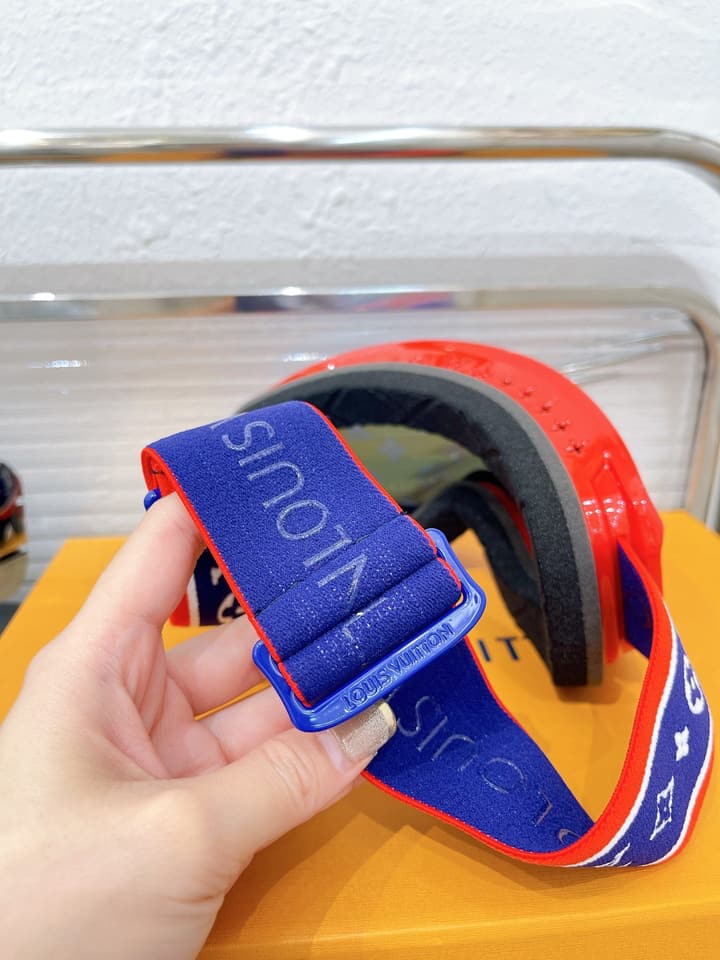 Louis Vuitton Ski Goggles in Blue Iridescent Lens With Red Frame