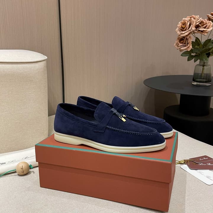 Loro Piana Summer Charms Walk Moccasin Loafers in Bright Orange Leather
