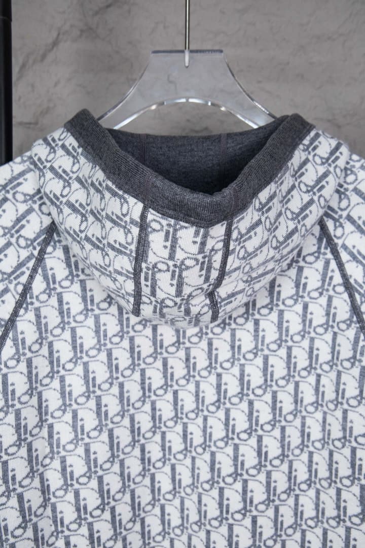 Dior CD Monogram Jacquard Cardigan – 24SS in Dark Grey