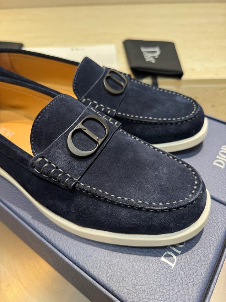 Dior Granville Men's Lace-Up Casual Shoes in Dark Blue Suede