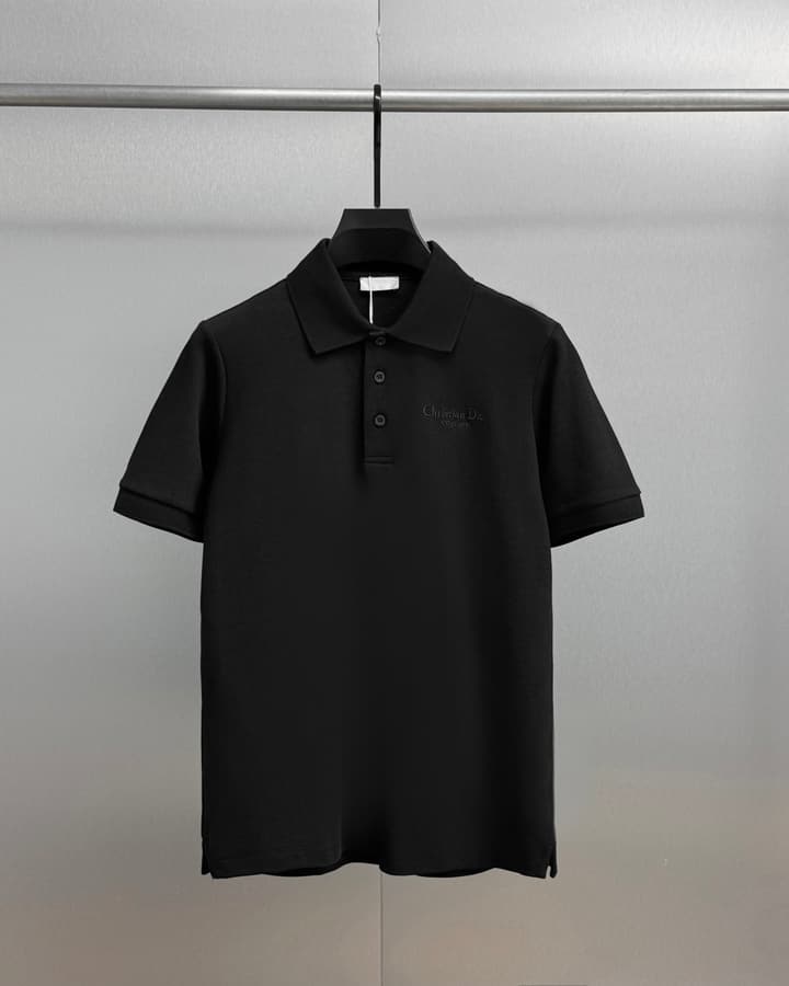 Dior Embroidered Letter Polo Shirt in Black