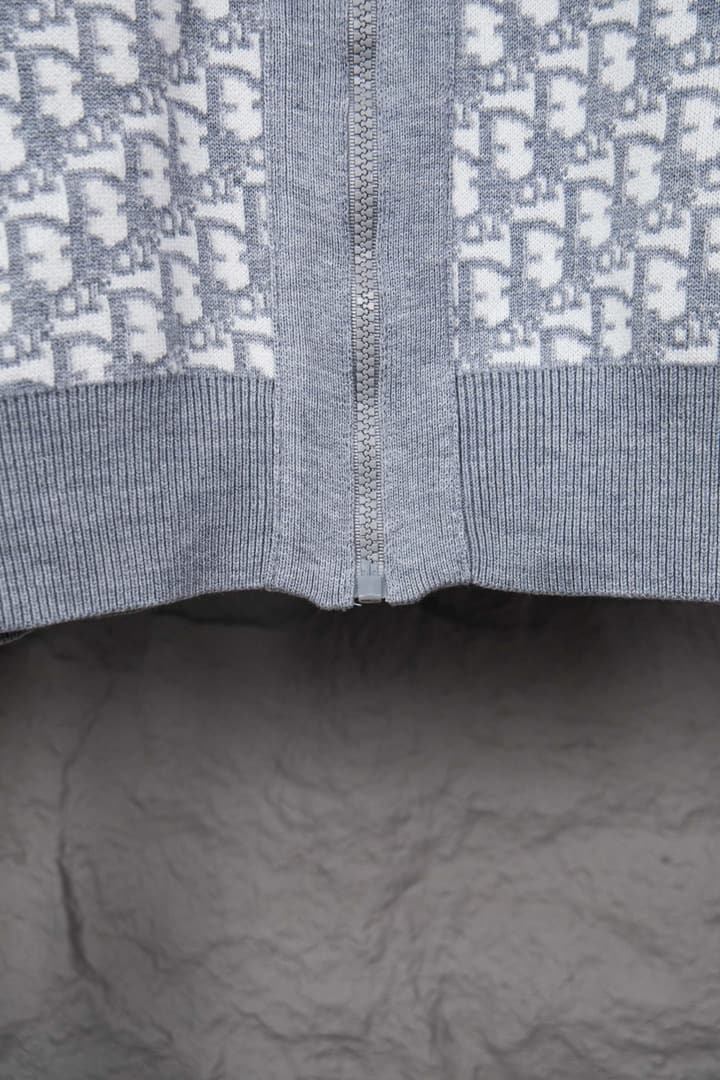 Dior Monogram Jacquard Zip Cardigan – 24SS in Light Grey Monogram