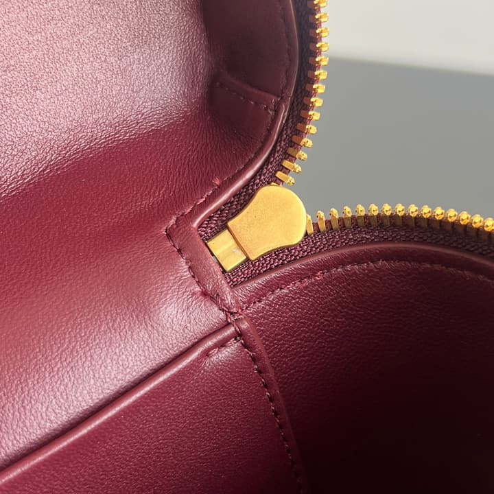 Bottega Veneta Crocodile Embossed Vanity Case in Deep Burgundy Croc