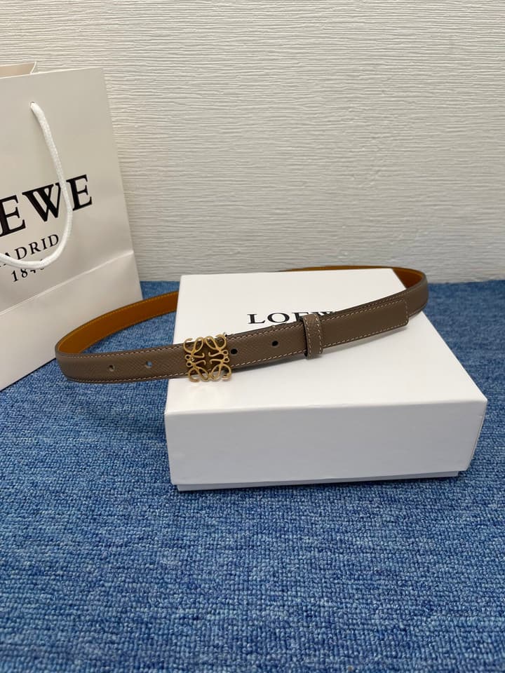 Loewe Calfskin Leather Belt in Black With Gold Buckle