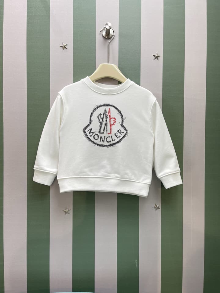 Moncler Kids Crewneck Sweatshirt – 2025FW – Kids Collection in Black Script Logo