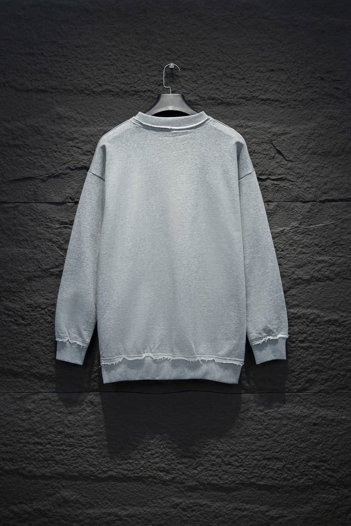 Miu Miu Embroidered Oversize Cotton Sweatshirt in Heather Grey
