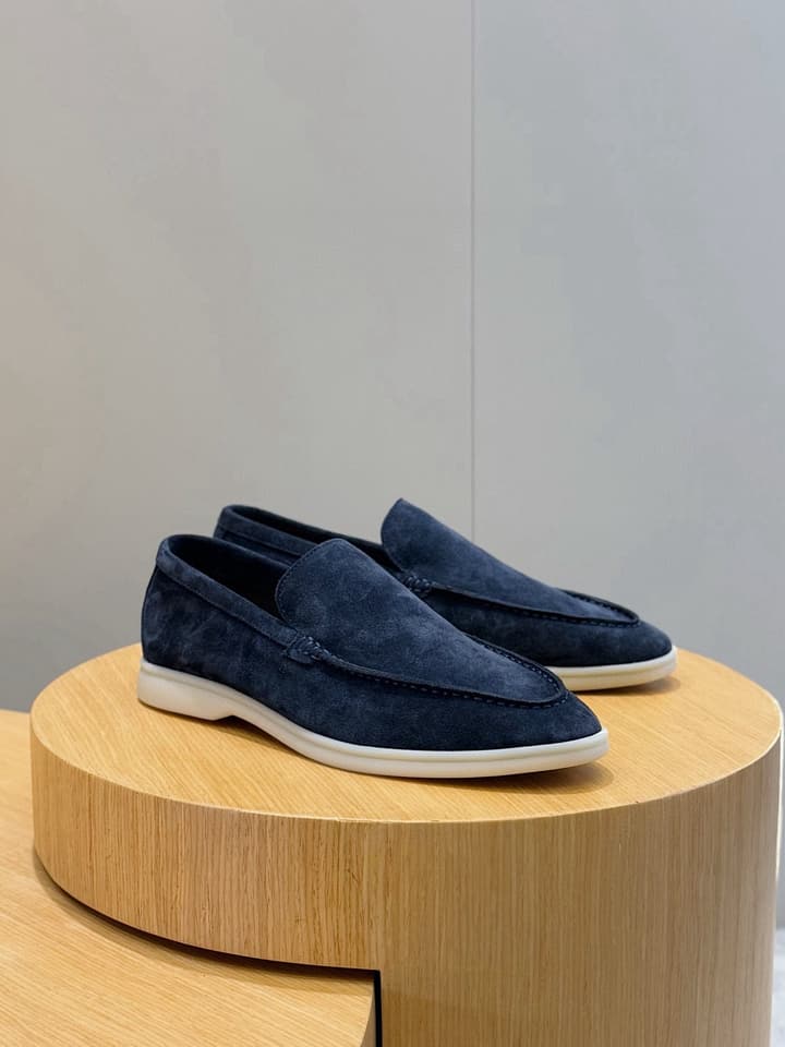 Loro Piana Italian Handmade Suede Driving Shoes in Black Suede