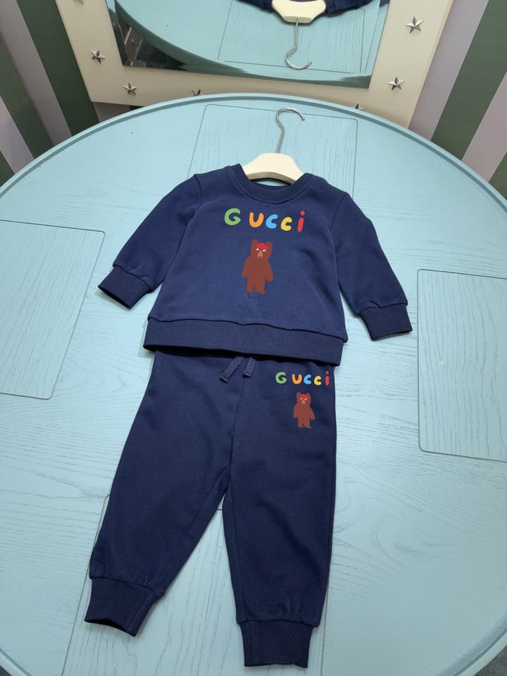Gucci Kids Baby Sweatshirt and Pants Set – 2025SS in Navy Blue Printed Set