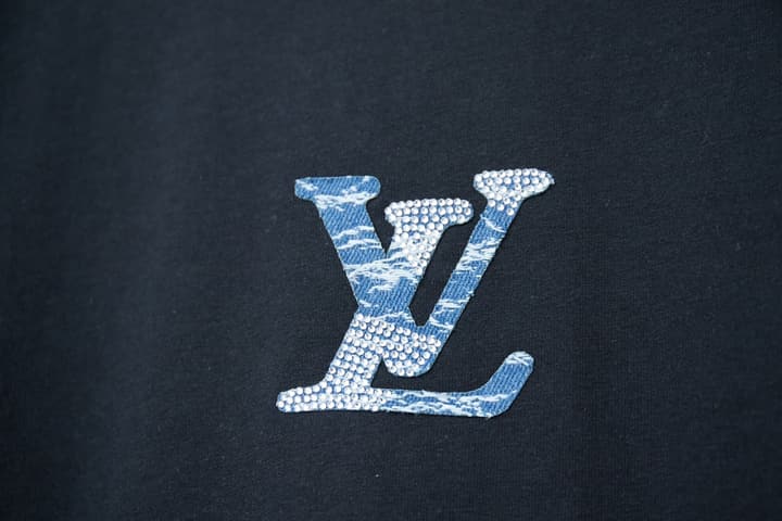 Louis Vuitton Denim Patchwork Rhinestone T-Shirt – 26SS Early Spring Collection in Black