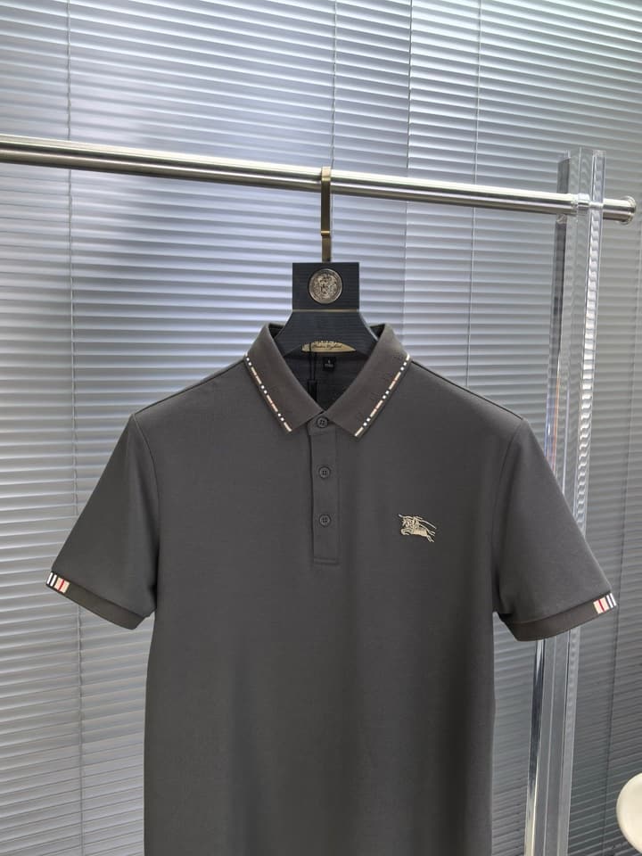Burberry Embroidered Logo Piqué Cotton Polo Shirt – 2026SS in Dark Grey