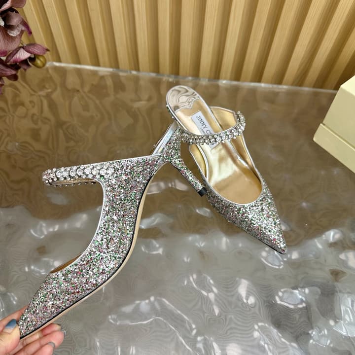 Jimmy Choo Sequined Evening Heels – 2025SS in Black Glitter