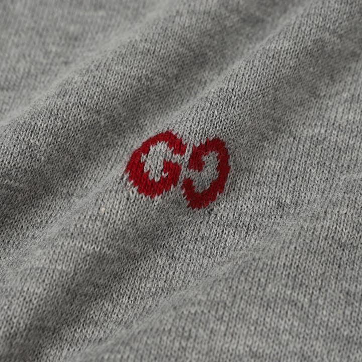 Gucci Colorful Double G Intarsia Knit Sweater in Heather Gray Multi-color Gg Knit