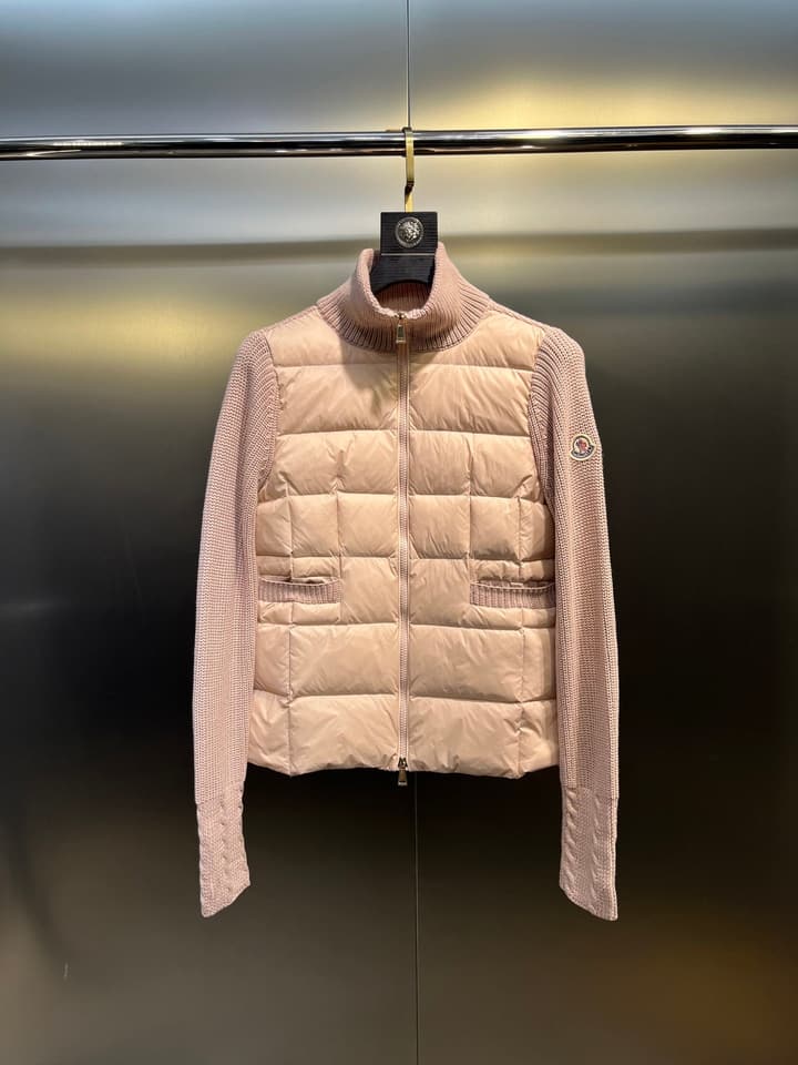 Moncler Lapel Patchwork Wool Down Jacket – 25FW in Black