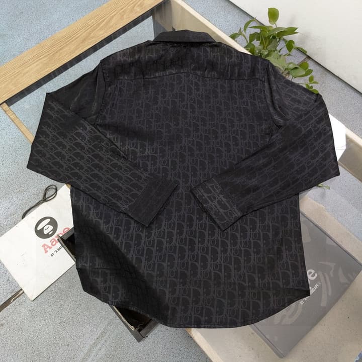 Dior Classic Oblique Jacquard Long-Sleeve Shirt – 2025SS in Black Oblique