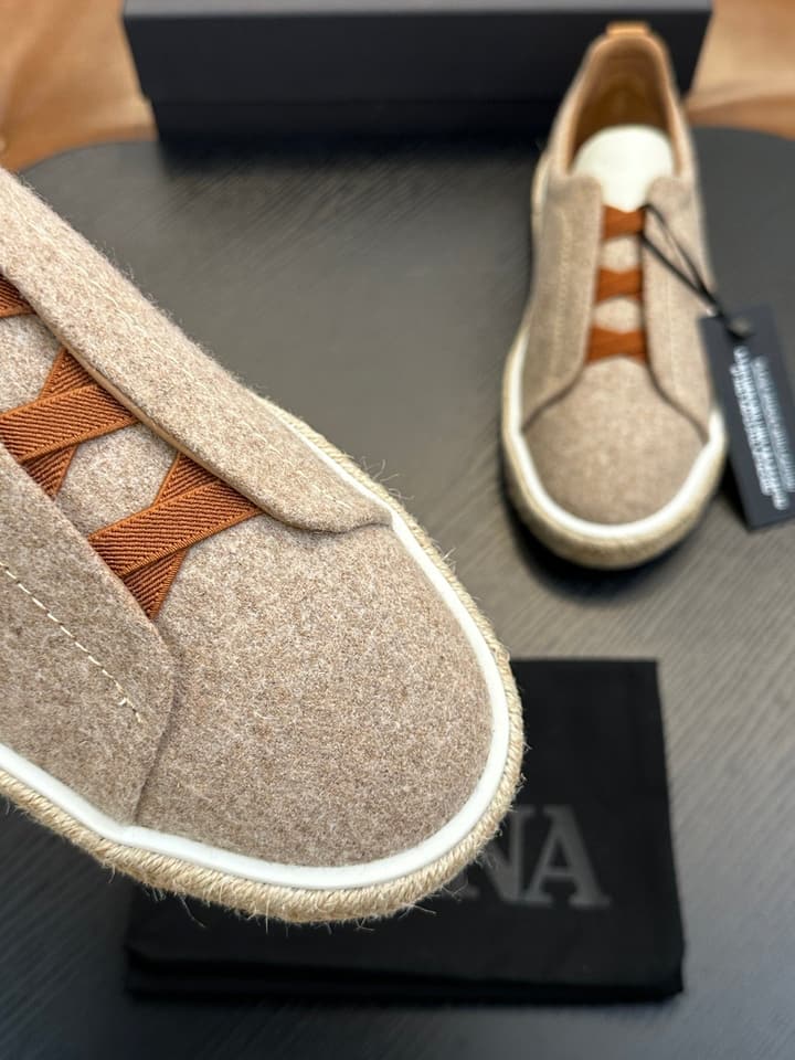 Zegna Triple Stitch Low-Top Sneakers in Dark Charcoal