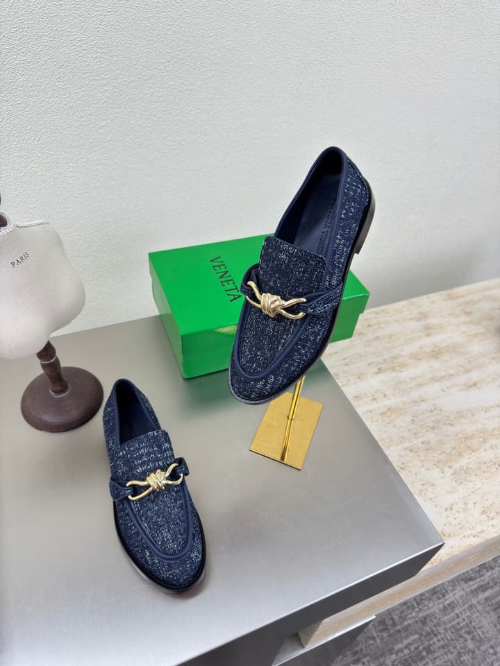 Bottega Veneta Astaire Washed Denim Loafers in Blue Washed Denim