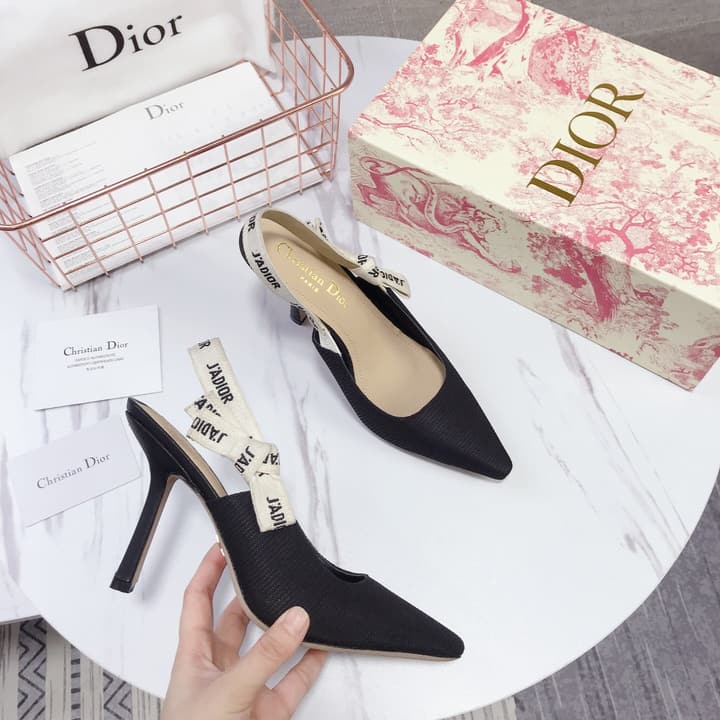 Dior Patent Leather Bow Heeled Sandals in Black High Heel Slingback