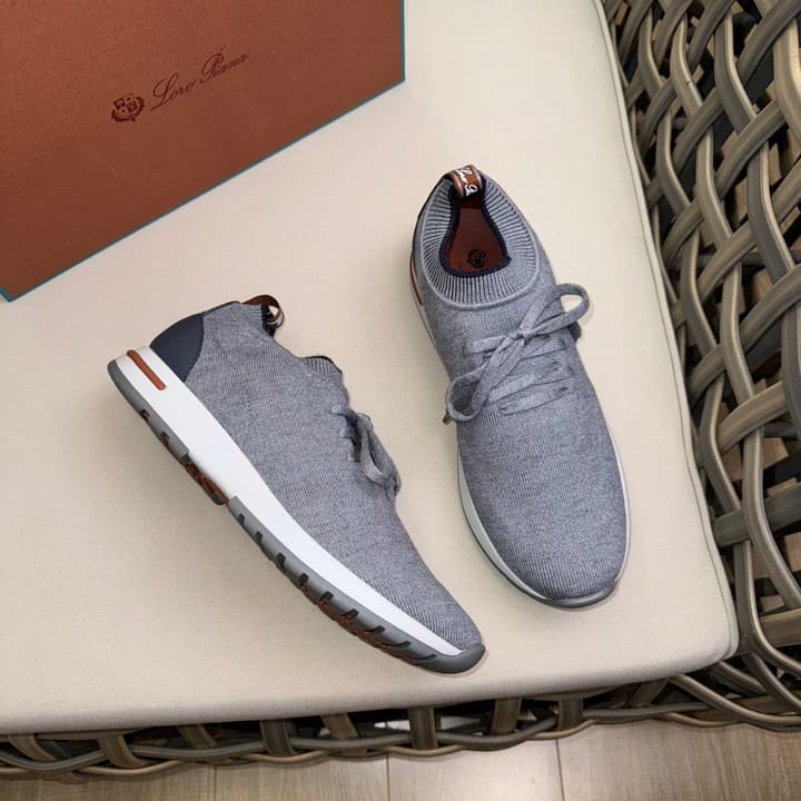 Loro Piana Flexy Walk Wool Knit Sneakers in Midnight Blue