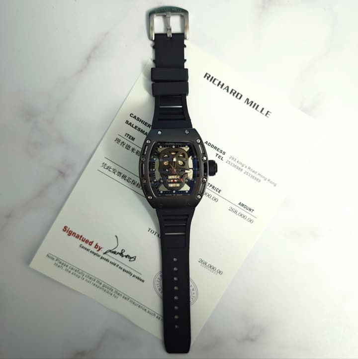 Richard Mille RM052 Series Skeleton Skull Automatic Quartz Watch in Gunmetal Tone