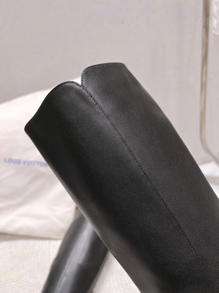 Louis Vuitton Parisienne Leather Knee-High Boots in Black Leather
