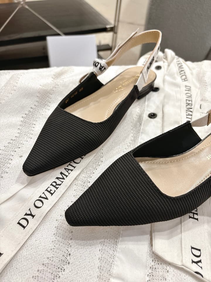 Dior J'Adior Embroidered Kitten Heel Sandals in Black Shimmer Fabric