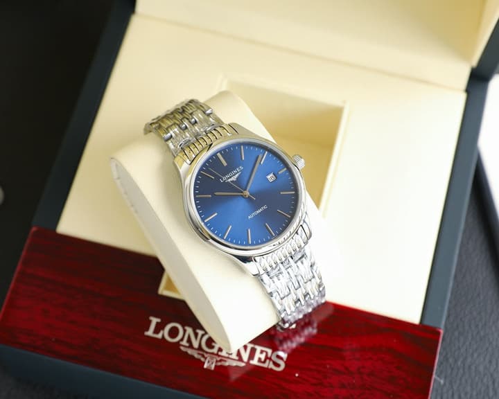 Longines Elegant Collection 39mm Mechanical Watch in Stainless Steel With Blue Dial