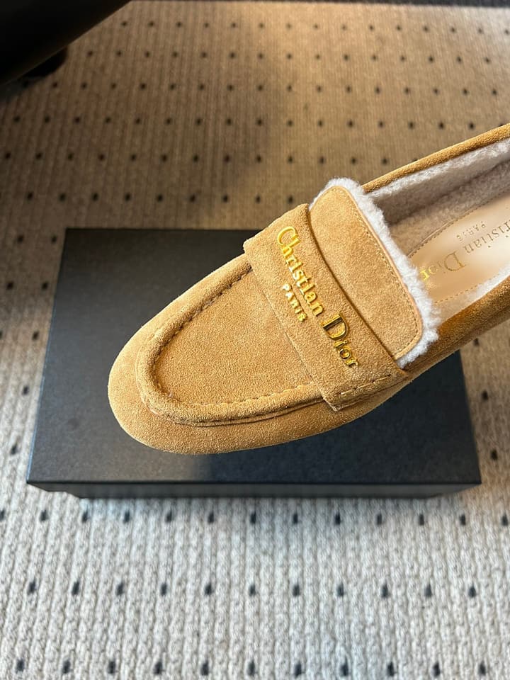 Dior Suede Fur-Lined Loafers – 25SS/FW in Black Suede