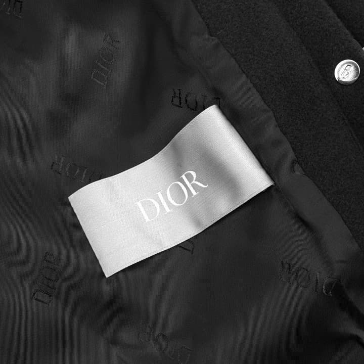 Dior Christian Embroidered Velvet Leather Baseball Jacket