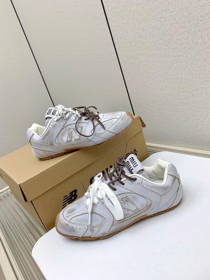Miu Miu x New Balance Collaboration Runway Sneakers – 2024 in Distressed Grey