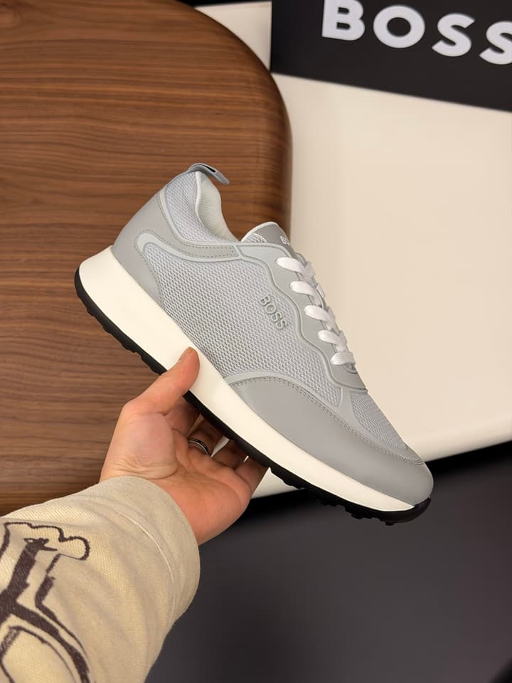 Boss Men's Knit and Leather Sneakers