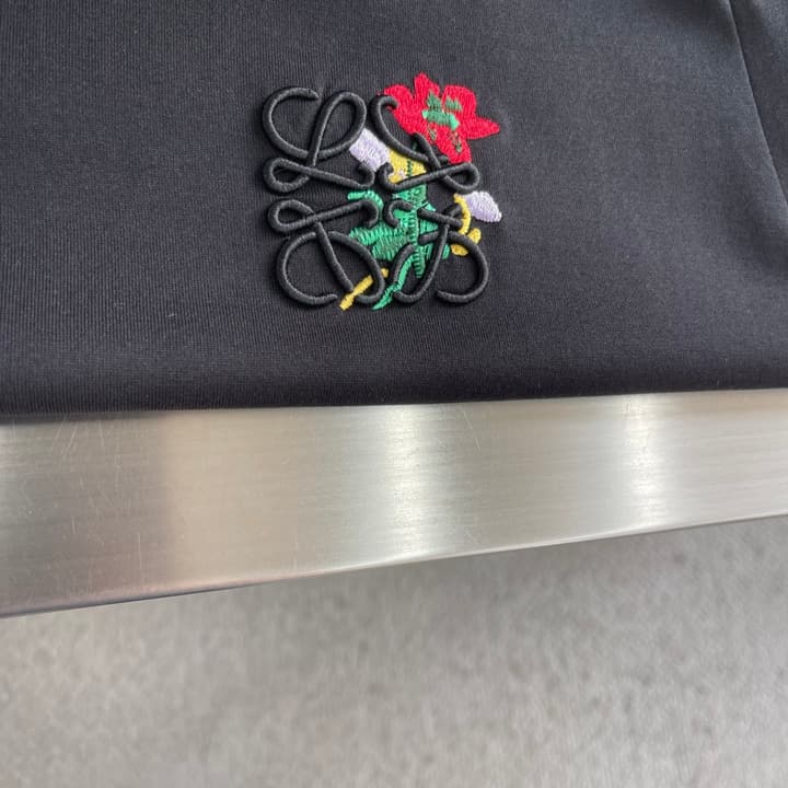 Loewe Embroidered Cotton T-Shirt in Classic Black