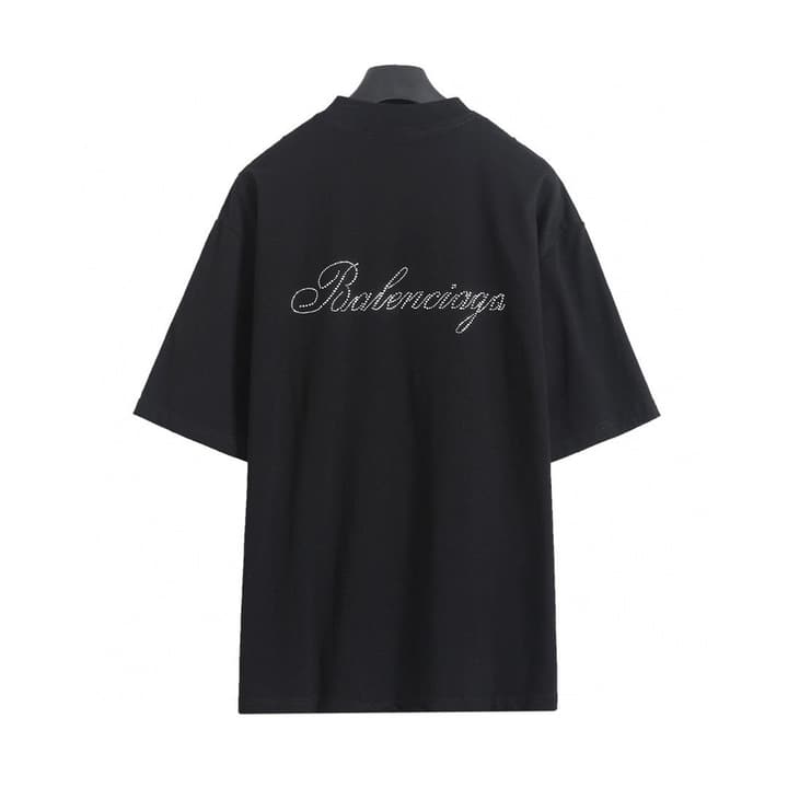 Balenciaga Rhinestone Signature Washed T-Shirt – 26SS in Washed Black