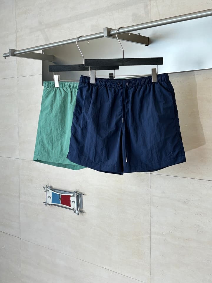 Hermès Embroidered Quick-Dry Beach Shorts in Mint Green