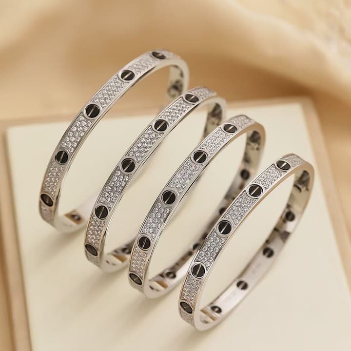 Cartier LOVE Pave Bracelet in Rose Gold Tone Bracelet