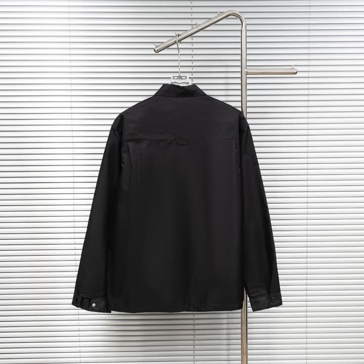 Prada Woven Leather Label Logo Shirt Jacket