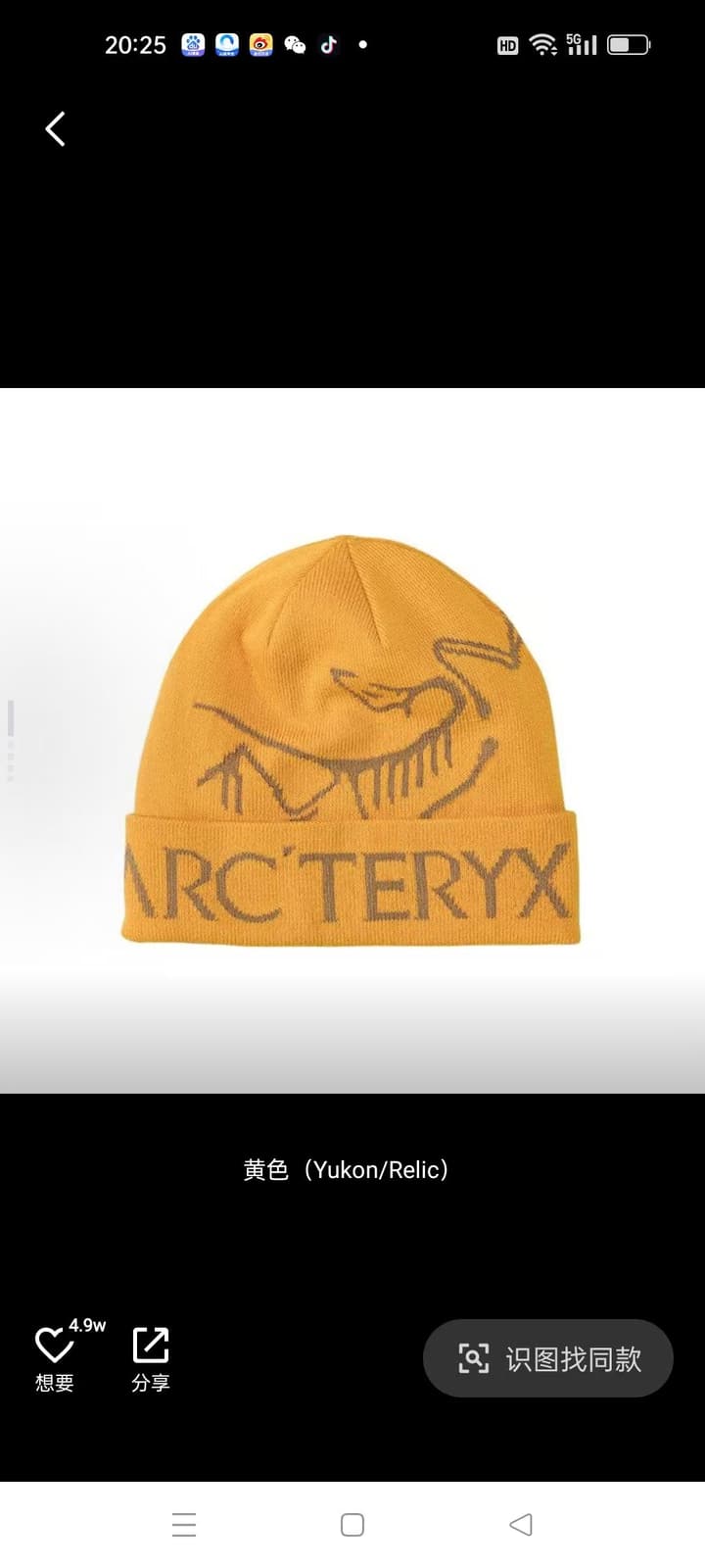 Arc'teryx Printed Knit Beanie – Unisex Style in Black With Gold Logo