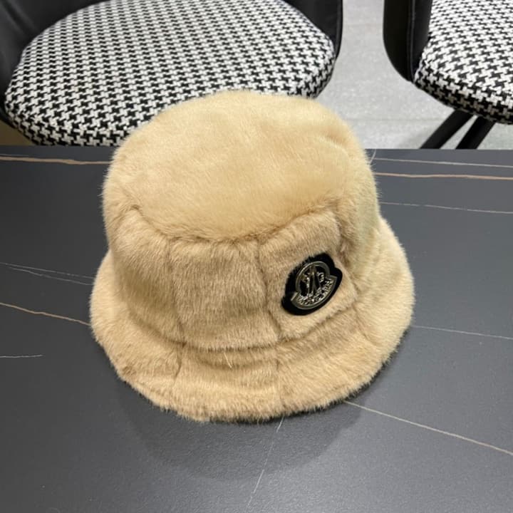Moncler Fluffy Autumn/Winter Bucket Hat in Dark Gray Sherpa