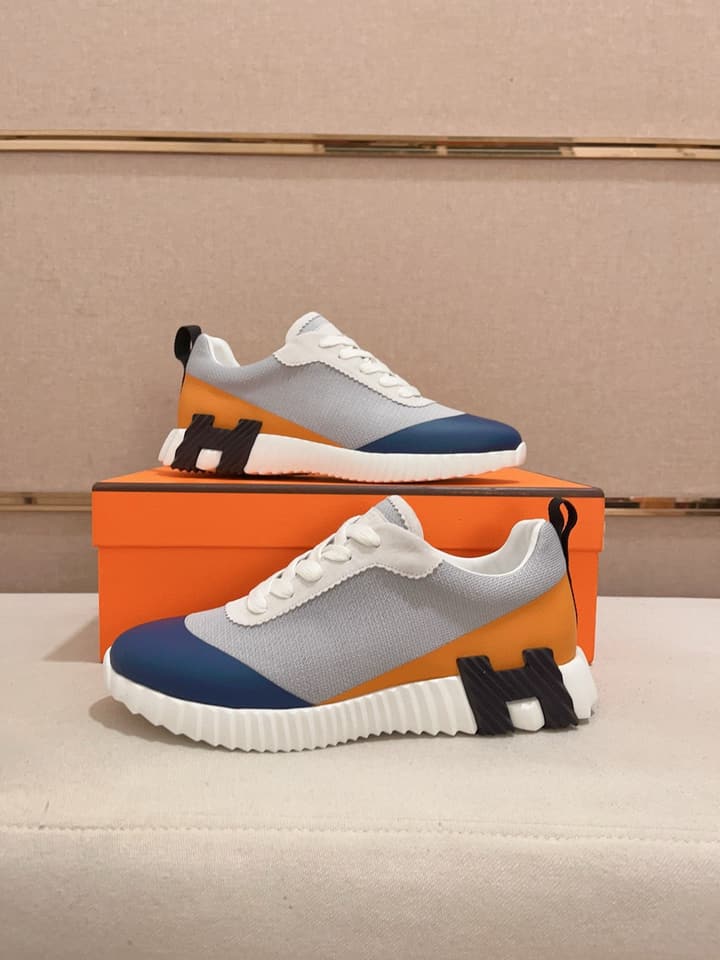 Hermès Men's Classic Driving Shoes in Charcoal With Blue Sole