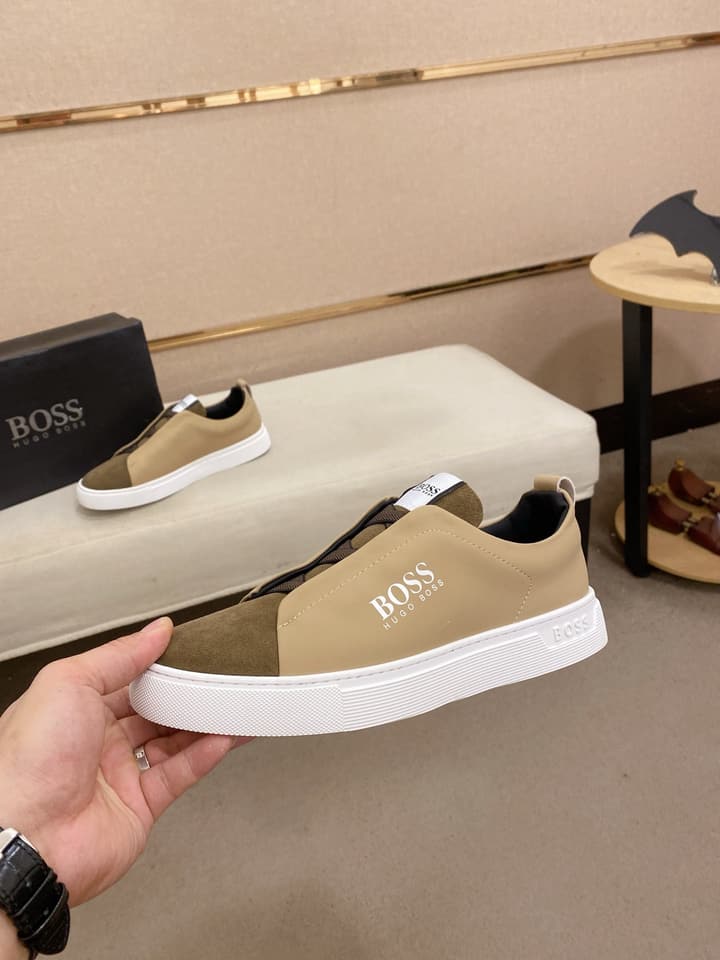 Boss Casual Leather Loafers in Glossy Black Toe