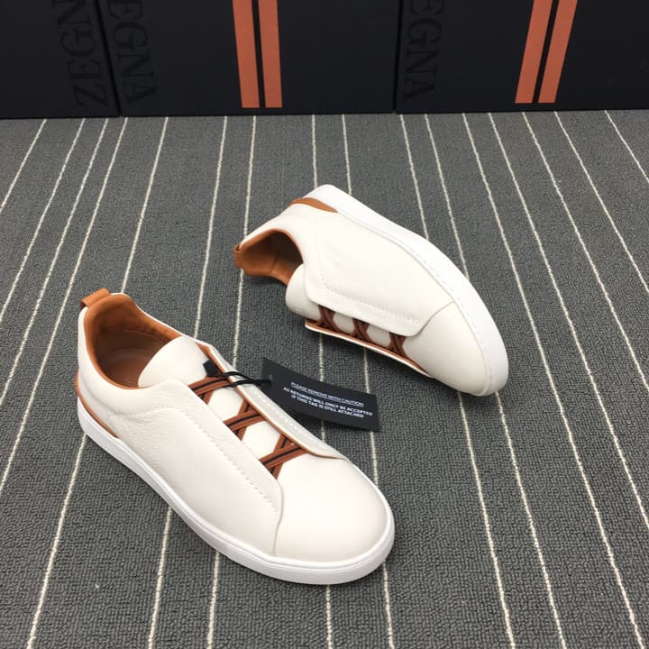 Ermenegildo Zegna Triple Stitch Low-Top Deer Leather Sneakers
