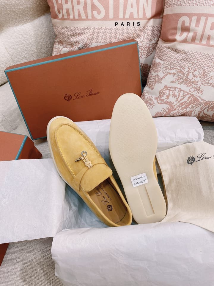 Loro Piana Glossy Cashmere Loafers in Blush Pink Suede