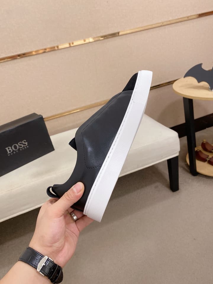 Boss Casual Leather Loafers in Glossy Black Toe