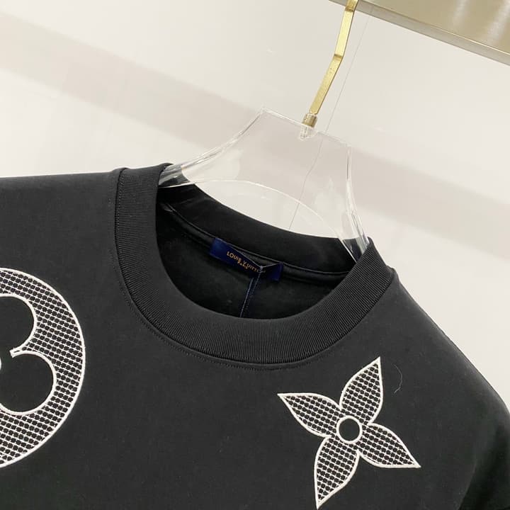 Louis Vuitton 320g Clover Grid Embroidery T-Shirt in Black