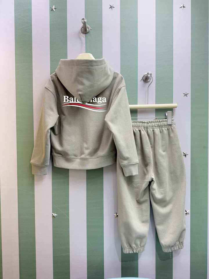 Balenciaga Kids Hooded Sweatshirt Set – 2025FW – Kids Collection in Light Taupe Set