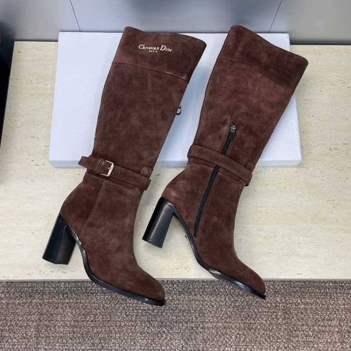 Dior D-Town Punk Chunky Heel Knight Boots – 2025FW in Black Leather