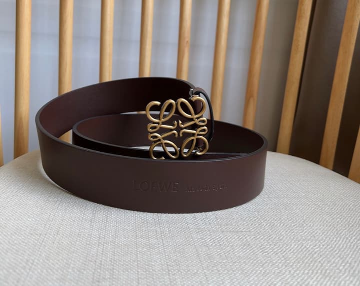 Loewe Narrow Leather Belt with Anagram Padlock Buckle in Black Leather With Silver Buckle