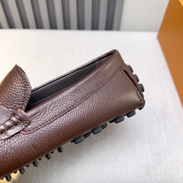 Louis Vuitton Pebbled Leather Driving Shoes in Black Smooth Leather