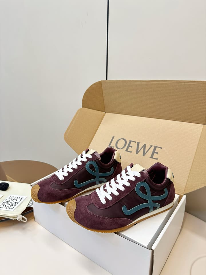 Loewe Ballet Runner 2.0 Burgundy Sneakers in Wine Red Suede