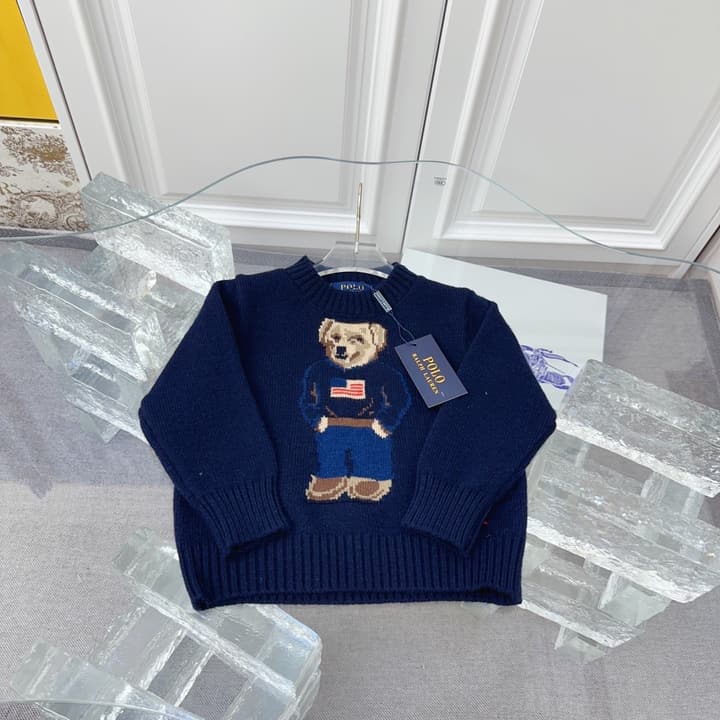 Ralph Lauren Kids Knitted Sweater – Kids Collection in Dark Navy Bear Sweater