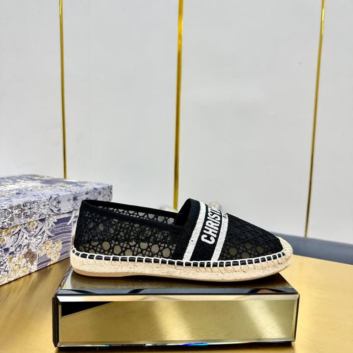 Dior Granville Embroidered Espadrille Flats in Beige/brown Oblique Pattern